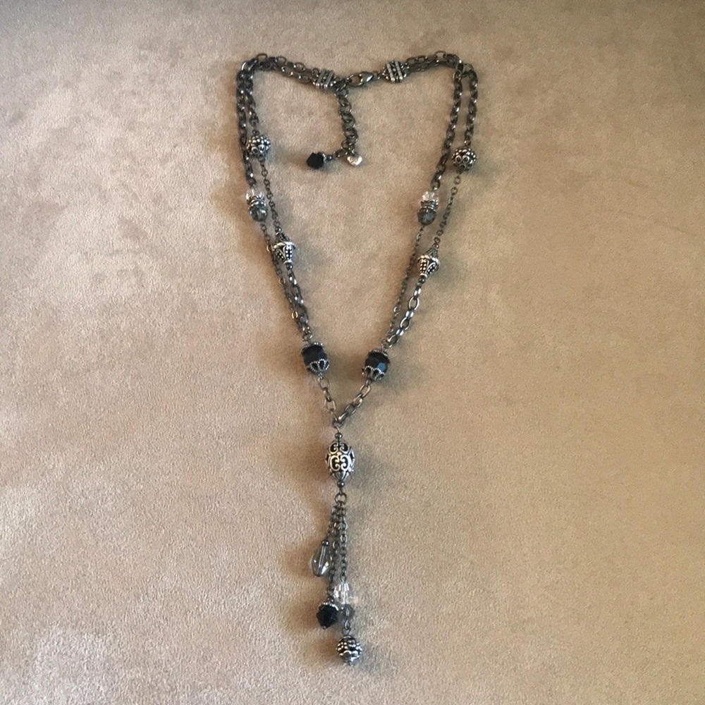 Brighton Pewter Silver Black Grey Crystal Necklace